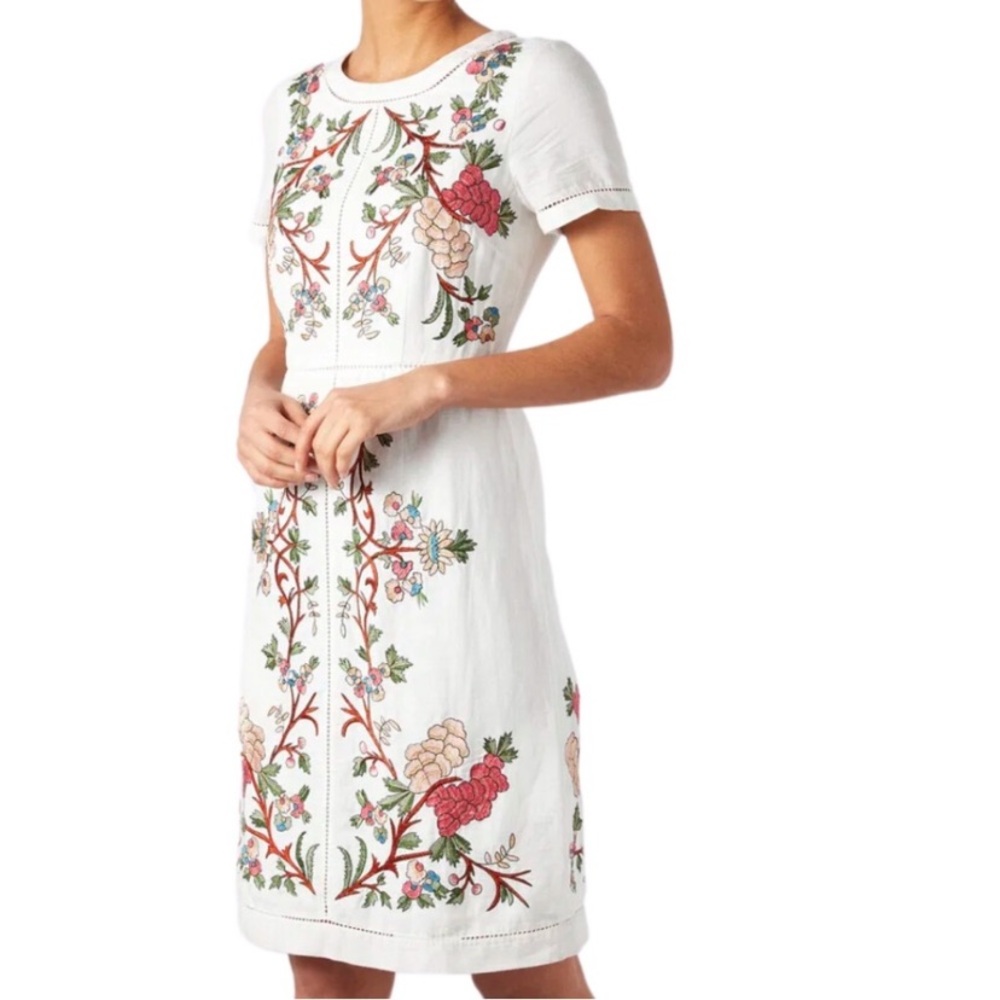 Beautiful Monsoon Lilou Linen Embroidered Dress , size 8